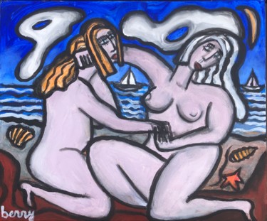 Painting titled "Artemis et Dictynna…" by Serge Berry, Original Artwork, Acrylic