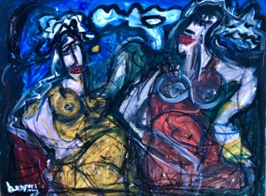 Peinture intitulée "Les deux sorcières…" par Serge Berry, Œuvre d'art originale, Acrylique