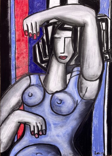 Schilderij getiteld "La maitresse de mai…" door Serge Berry, Origineel Kunstwerk, Pastel