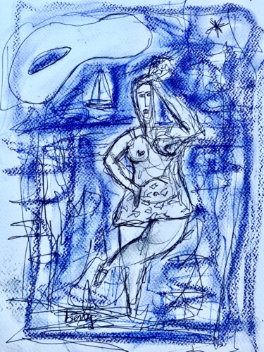 Картина под названием "Souvenir" - Serge Berry, Подлинное произведение искусства, Шариковая ручка