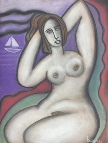 Painting titled "Femme sur la plage" by Serge Berry, Original Artwork