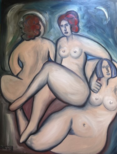 Painting titled "Les baigneuses aima…" by Serge Berry, Original Artwork