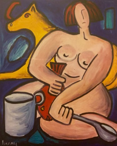 Pintura titulada "Femme rousse au poi…" por Serge Berry, Obra de arte original, Oleo