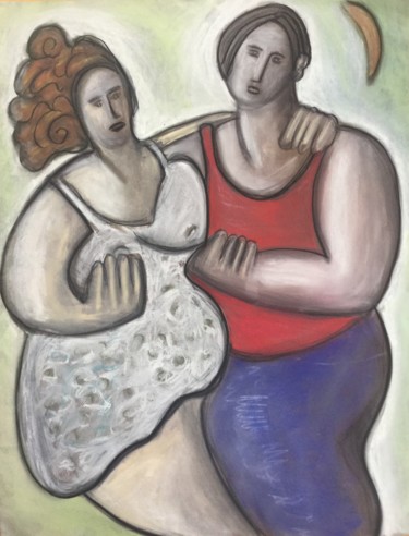 Картина под названием "Au bal avec Paulette" - Serge Berry, Подлинное произведение искусства, Пастель