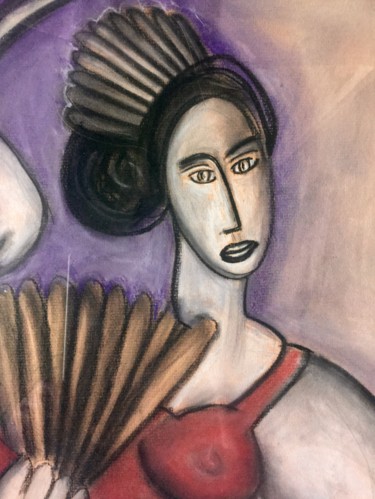 Pittura intitolato "La joueuse de casta…" da Serge Berry, Opera d'arte originale
