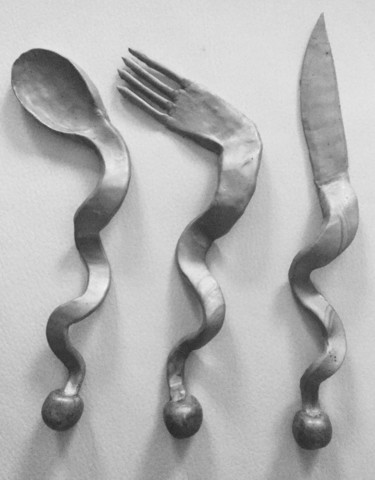 Sculpture intitulée "Cutlery after this…" par Serge Berry, Œuvre d'art originale