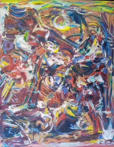 Painting titled "La valse à mille to…" by Serge Berthereau, Original Artwork, Oil