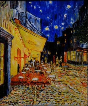 Pintura titulada "café de nuit" por Serge Boisse, Obra de arte original, Oleo