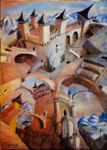 Peinture intitulée "Chateau étrange" par Serge Boisse, Œuvre d'art originale, Huile