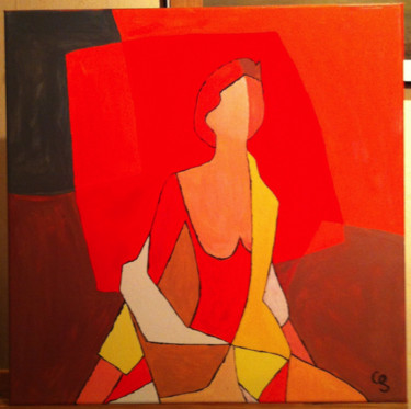 Peinture intitulée "Femme Rouge" par Serge Cehes, Œuvre d'art originale, Autre