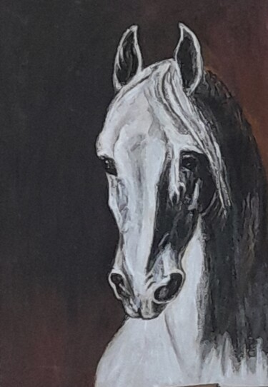 Painting titled "Cheval" by Serge Guirchoun, Original Artwork, Acrylic Mounted on Wood Stretcher frame