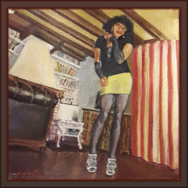 Peinture intitulée "Gina-mini-jaune.jpg" par Serge Krief, Œuvre d'art originale, Huile