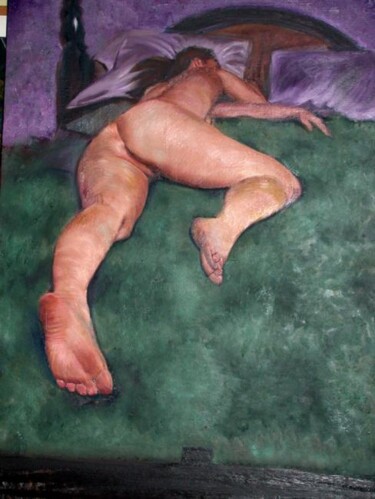 Peinture intitulée "nu allongé huile su…" par Serge Krief, Œuvre d'art originale