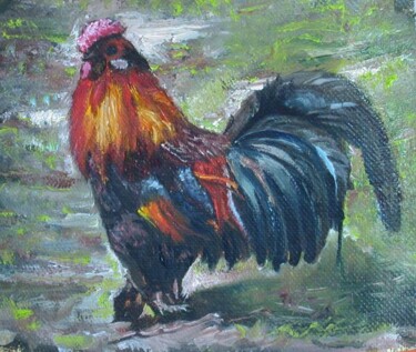 Painting titled "COQ" by Serge Krief, Original Artwork