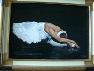 Peinture intitulée "la mort du cygne" par Serge Krief, Œuvre d'art originale