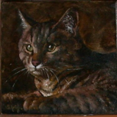 Peinture intitulée "Tête de chat" par Serge Krief, Œuvre d'art originale, Huile
