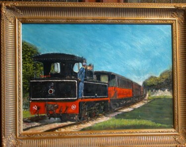 Painting titled "Le train" by Serge Krief, Original Artwork