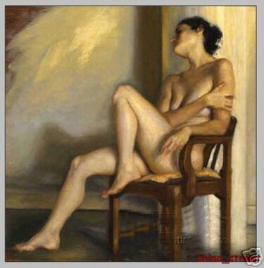 Painting titled "Fille assise" by Serge Krief, Original Artwork