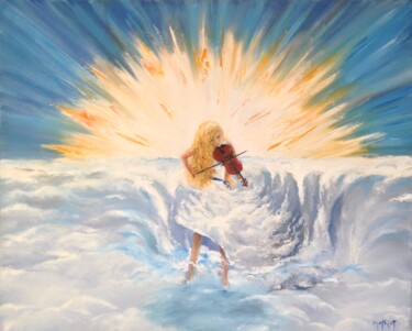 Peinture intitulée "Violon Ciel" par Serge Mathiot, Œuvre d'art originale, Huile