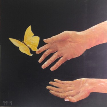 Peinture intitulée "Butterfly Instant" par Serge Mathiot, Œuvre d'art originale, Huile