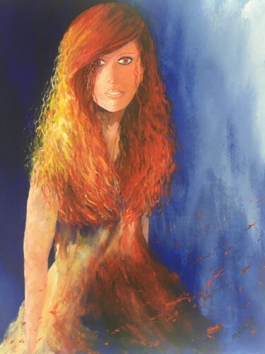 Malerei mit dem Titel "La Femme descend de…" von Serge Mathiot, Original-Kunstwerk, Acryl