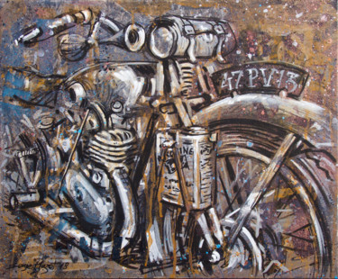 Painting titled "Dans son jus, vieil…" by Serge Mazet, Original Artwork, Acrylic Mounted on Wood Stretcher frame