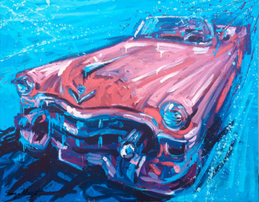 Painting titled "cadillac-rose-pinkl…" by Serge Mazet, Original Artwork, Acrylic