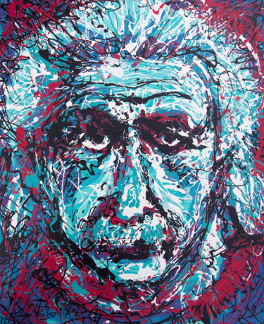 Painting titled "Albert Einstein" by Serge Mazet, Original Artwork, Acrylic