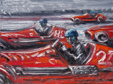 Schilderij getiteld "Grand Prix - Casque…" door Serge Mazet, Origineel Kunstwerk, Olie