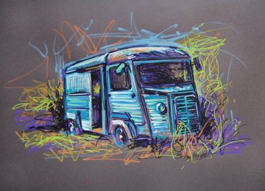 Drawing titled "Tube Citroën HY" by Serge Mazet, Original Artwork, Marker