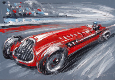 Painting titled "Bolides rouges - Pl…" by Serge Mazet, Original Artwork, Oil