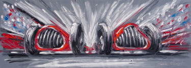 Painting titled "Bolides rouges - Du…" by Serge Mazet, Original Artwork, Oil