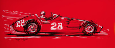 Desenho intitulada "Maserati 250F Stirl…" por Serge Mazet, Obras de arte originais, Marcador