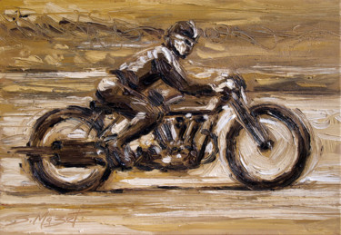 Peinture intitulée "Hold motocycle" par Serge Mazet, Œuvre d'art originale, Huile