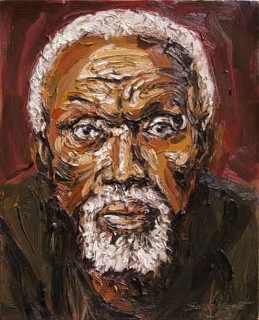 Schilderij getiteld "Ousmane" door Serge Mazet, Origineel Kunstwerk, Olie