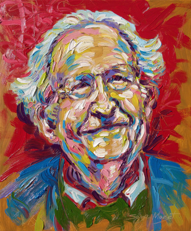 Peinture intitulée "Noam Chomsky" par Serge Mazet, Œuvre d'art originale, Huile