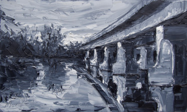Painting titled "Pont Arsac" by Serge Mazet, Original Artwork, Oil