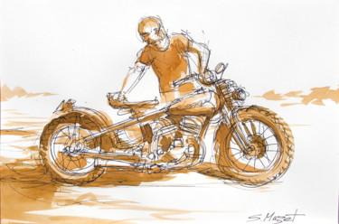 Σχέδιο με τίτλο "Bobber Harley David…" από Serge Mazet, Αυθεντικά έργα τέχνης, Μελάνι