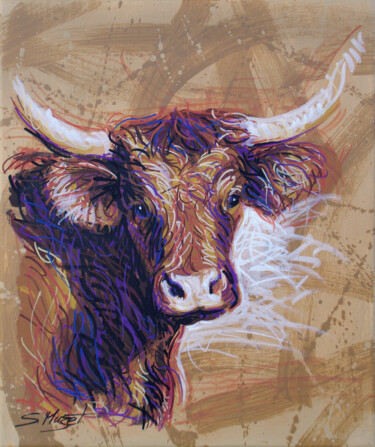 Painting titled "Vache Salers" by Serge Mazet, Original Artwork, Acrylic