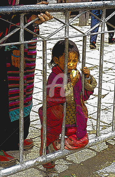 Digitale Kunst getiteld "Enfant du Tibet" door Serge Nouchi, Origineel Kunstwerk, Anders