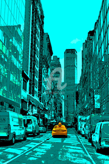 Digital Arts με τίτλο "Taxi à New-York" από Serge Nouchi, Αυθεντικά έργα τέχνης, Άλλος