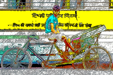 Digital Arts με τίτλο "Rickshaw indien" από Serge Nouchi, Αυθεντικά έργα τέχνης, Άλλος