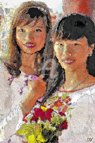 Digitale Kunst getiteld "Jeunes vietnamiennes" door Serge Nouchi, Origineel Kunstwerk, Anders
