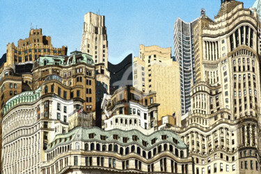 Digitale Kunst getiteld "Maisons de New-York" door Serge Nouchi, Origineel Kunstwerk, Anders