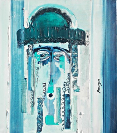 Painting titled "Blue Rabbi" by Serge Prowizur, Original Artwork, Acrylic