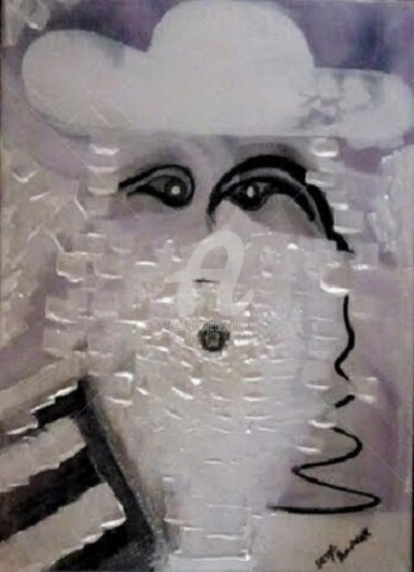 Pintura intitulada "Rabbin blanc" por Serge Prowizur, Obras de arte originais, Acrílico