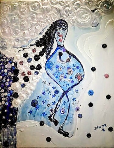 Painting titled "Femme enceinte avec…" by Serge Prowizur, Original Artwork, Acrylic
