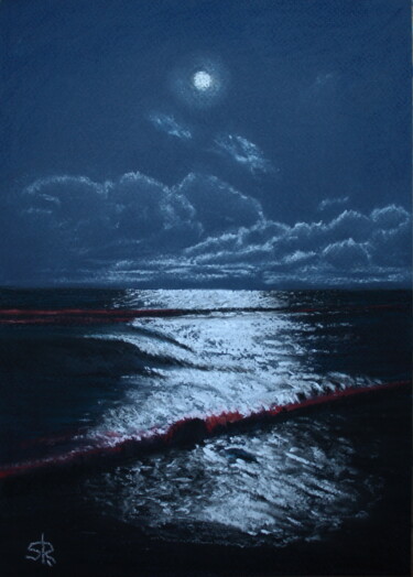 Rysunek zatytułowany „Moonlight” autorstwa Serge Ra, Oryginalna praca, Pastel