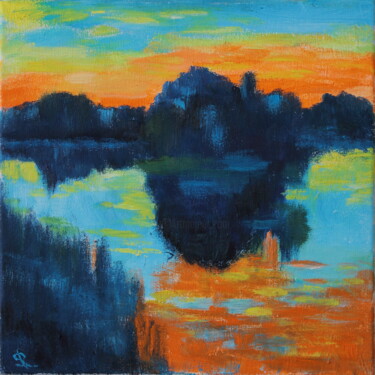 Painting titled "ORANGE MORNING" by Serge Ra, Original Artwork, Oil