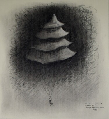 Zeichnungen mit dem Titel "Traité du parachute…" von Serge Reynaud (Art of Flying), Original-Kunstwerk, Graphit
